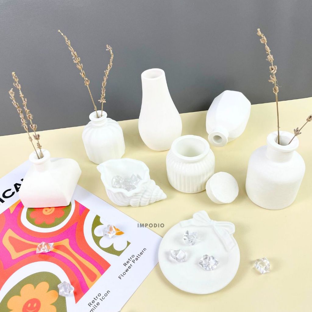 IMPODIO Mini Flower Vase Concrete Mini Nordic  Aesthetic berbagai variant-  Vas Bunga Dekorasi Meja Props Foto Produk