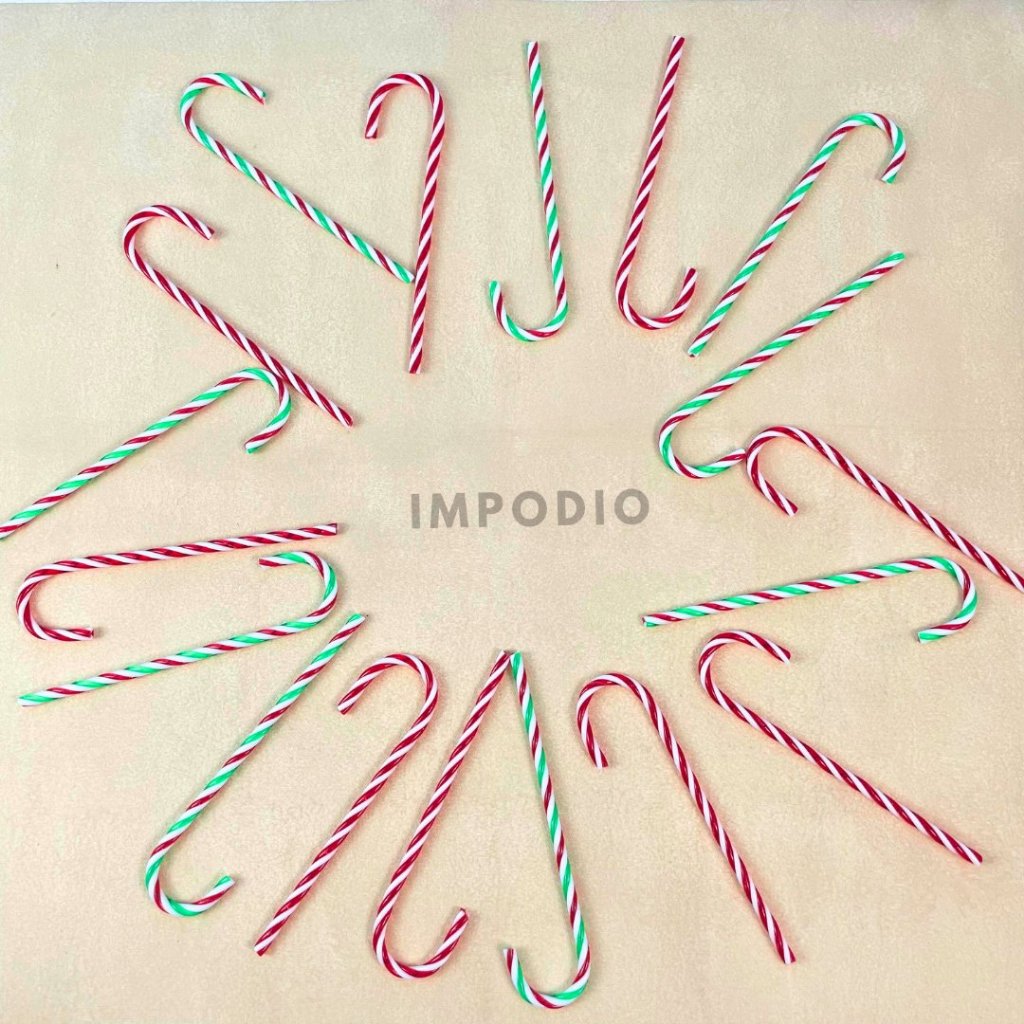 IMPODIO Permen Tongkat Natal Candy Cane Artificial Christmas Decoration  - Props Hiasan Foto Natal