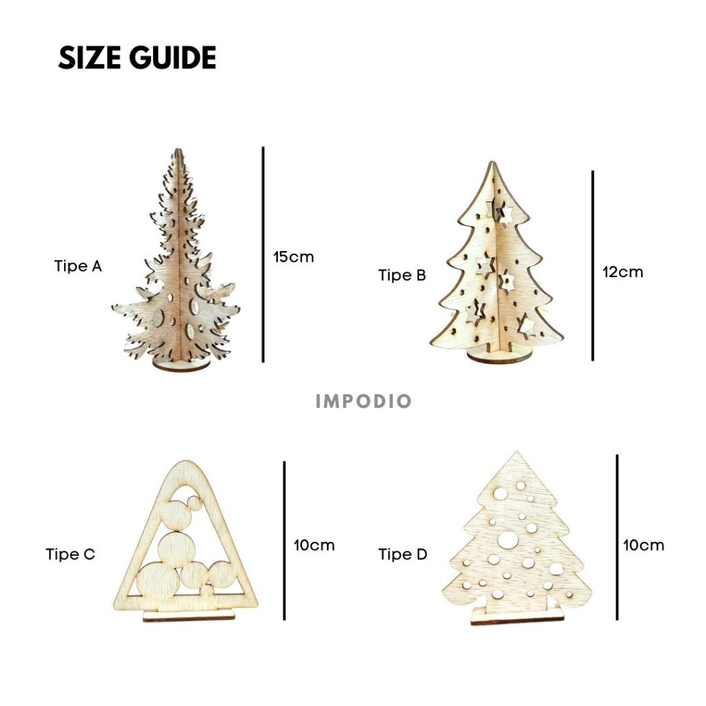 IMPODIO Pohon Natal Kayu Mini - Wooden Christmas Tree Props Foto Dekorasi Natal