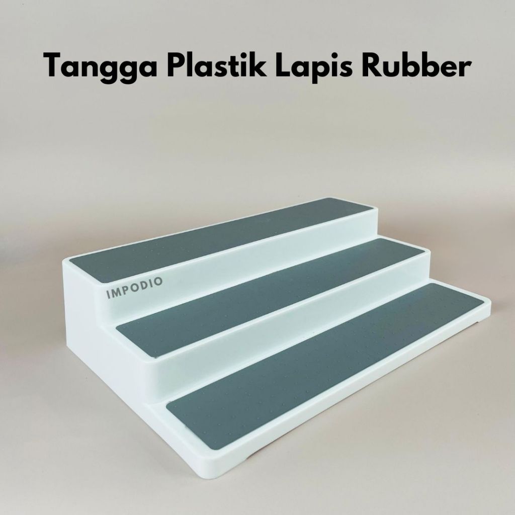 IMPODIO Tangga Plastik Tingkat Lapis Rubber Rak Susun Serbaguna - Display Properti Foto Produk