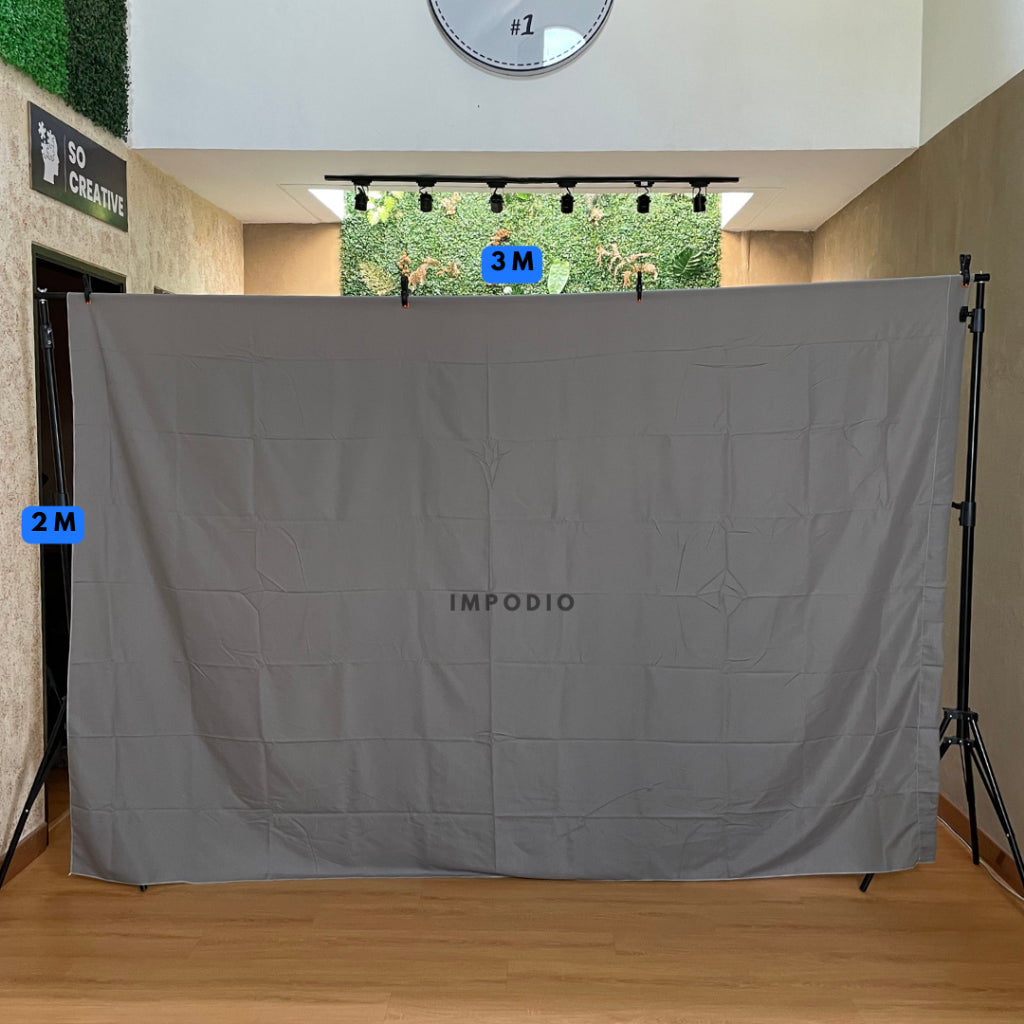 IMPODIO Kain abu-abu polos background-greenscreen profesional grade