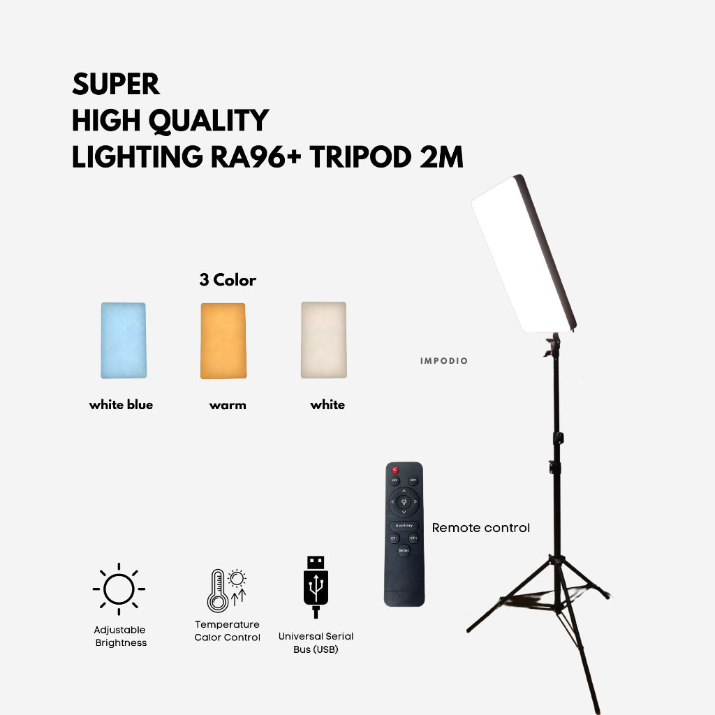 IMPODIO LED Lampu Fotografi Studio 24" High Quality + Tripod 2M