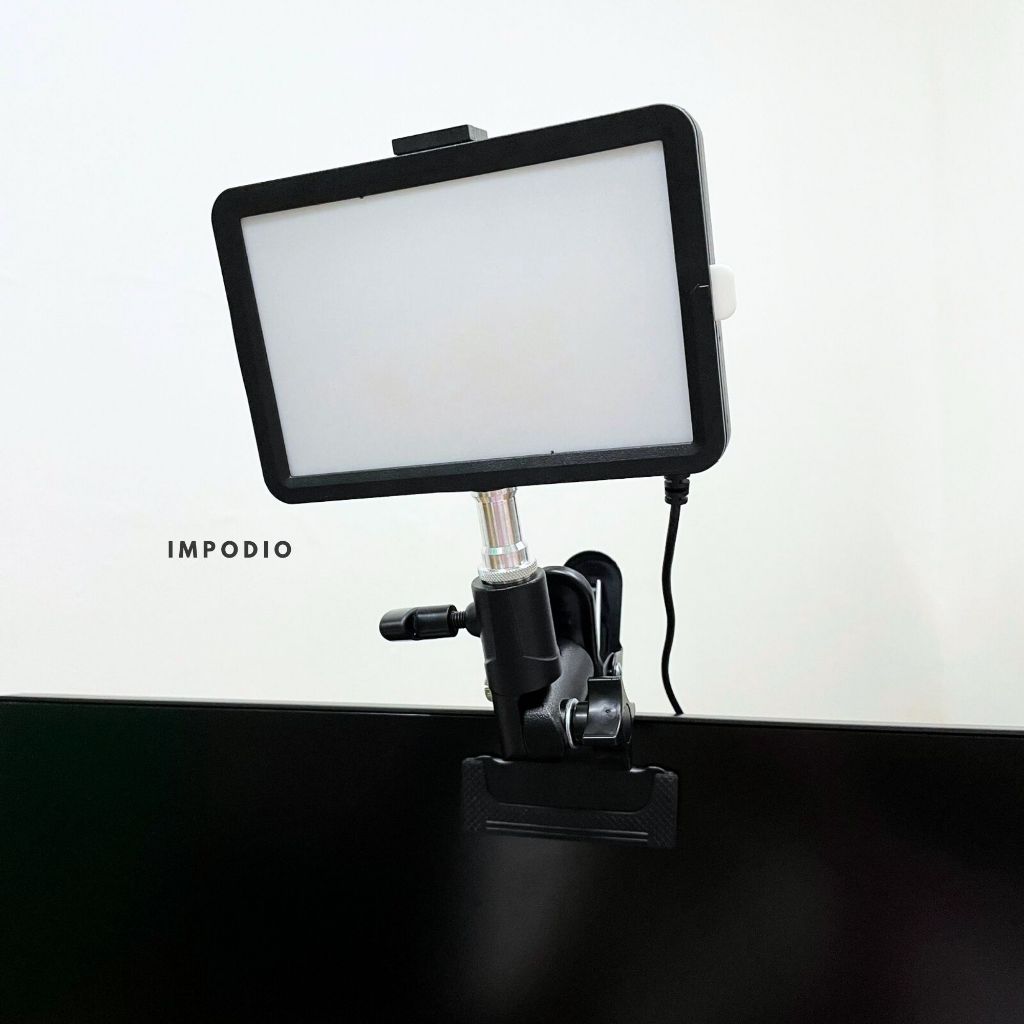 IMPODIO Lighting videography LED terang dengan clamp jepit MUA Vlogger Livestream