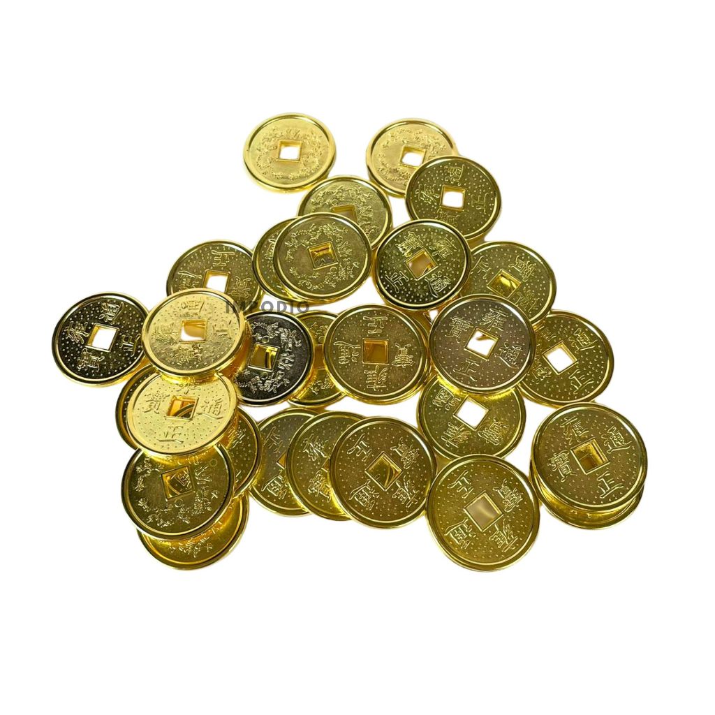 IMPODIO Hiasan Imlek Uang Kuno China Emas - Uang Koin Yuanbao Dekorasi Foto