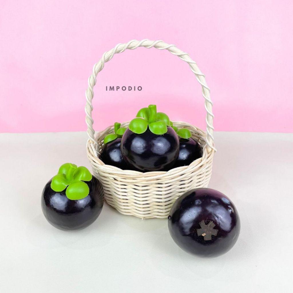 IMPODIO Manggis Artificial - Buah Palsu Imitasi Props Foto Produk
