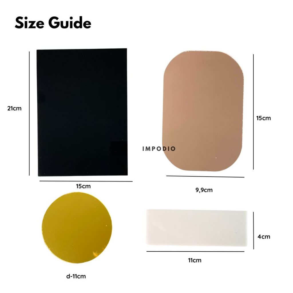 IMPODIO Set Acrylic 4 Shapes Mirror Props Foto Aksesoris  - Dekorasi Foto Produk