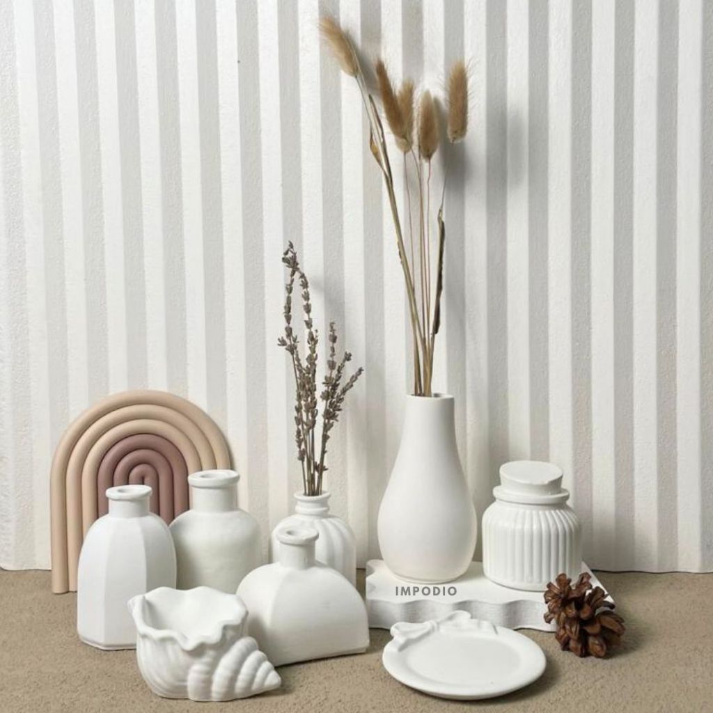 IMPODIO Mini Flower Vase Concrete Mini Nordic  Aesthetic berbagai variant-  Vas Bunga Dekorasi Meja Props Foto Produk