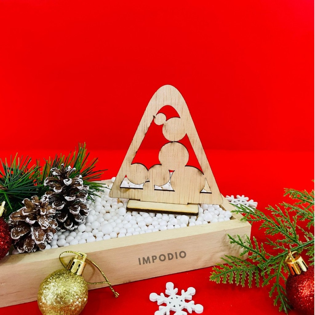 IMPODIO Pohon Natal Kayu Mini - Wooden Christmas Tree Props Foto Dekorasi Natal