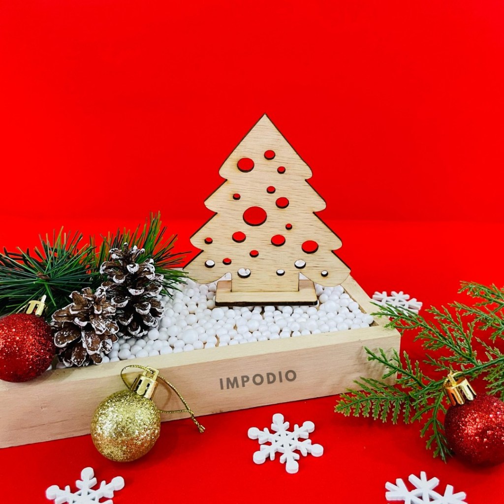 IMPODIO Pohon Natal Kayu Mini - Wooden Christmas Tree Props Foto Dekorasi Natal
