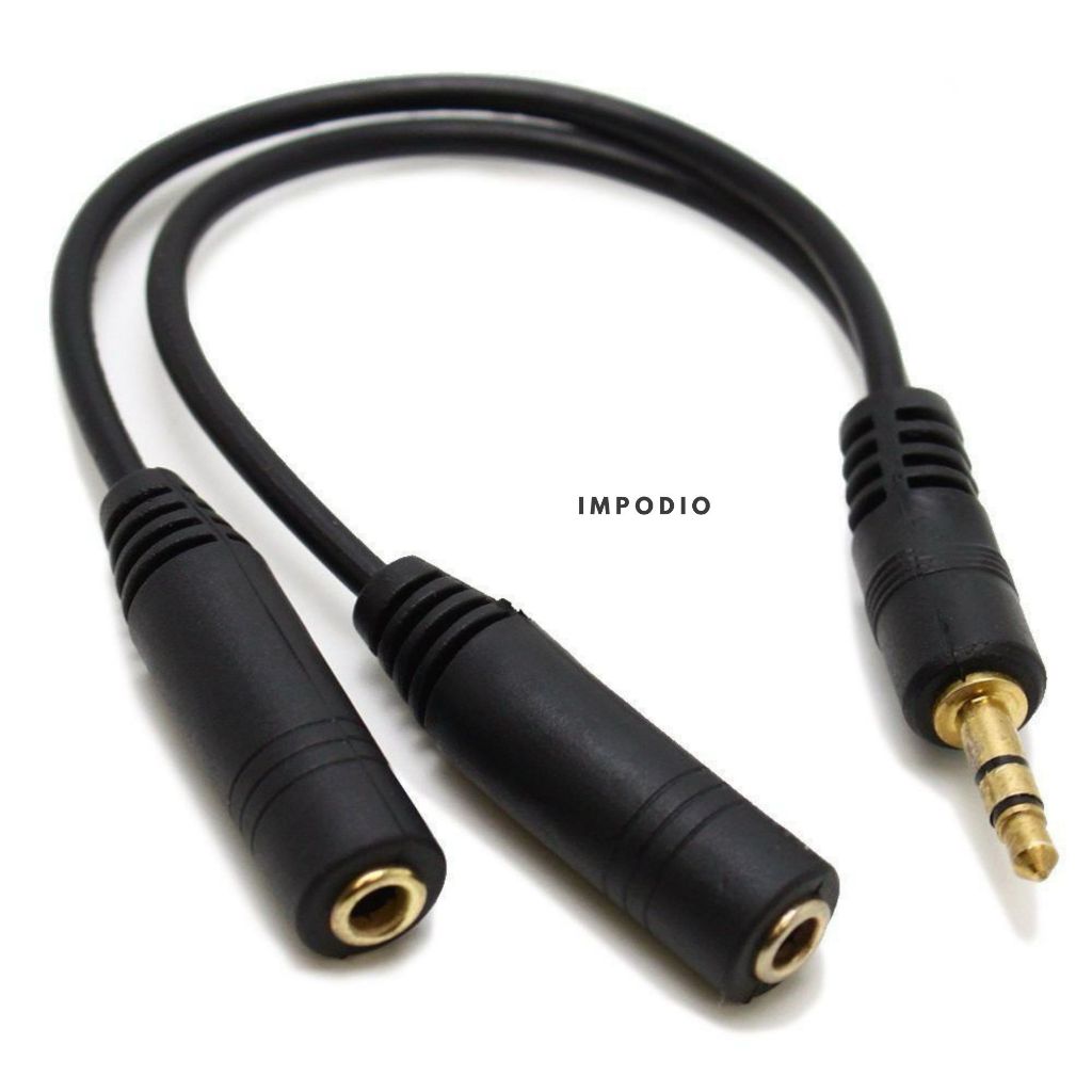 IMPODIO Kabel splitter audio Hifi Jack 3.5mm jadi 2 slot 3.5mm