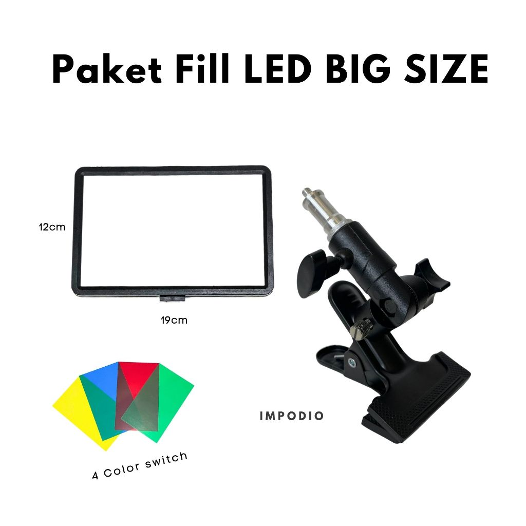IMPODIO Lighting videography LED terang dengan clamp jepit MUA Vlogger Livestream