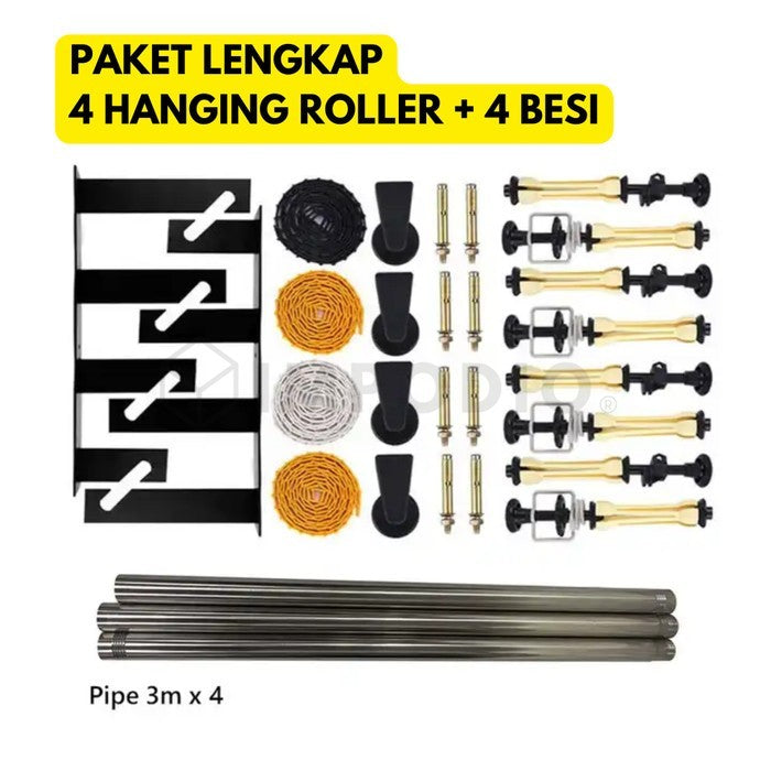 IMPODIO 4 Roller Hanging Expander Backdrop – Kerekan Rantai Background - tampak samping