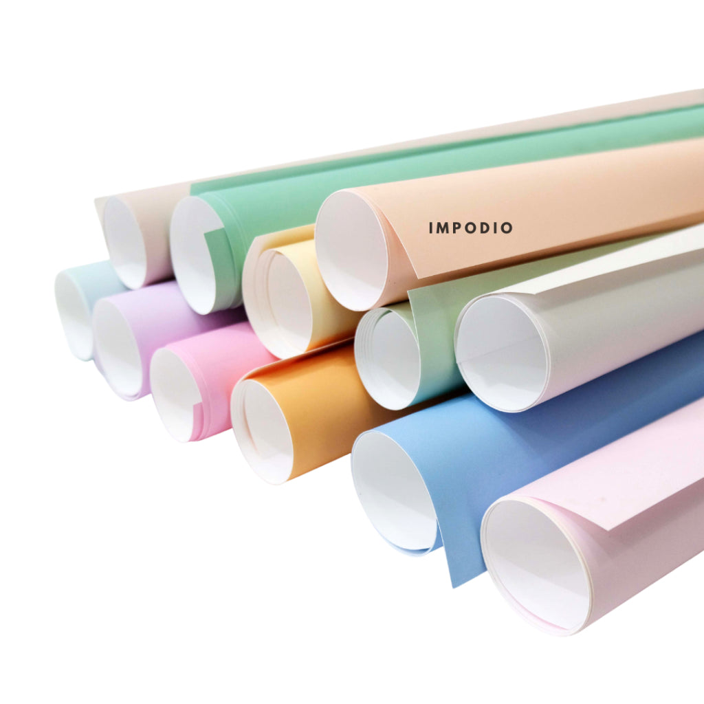 Chinese IMPODIO Background Paper / kertas warna polos 50x100cm alasfoto produk IMLEK