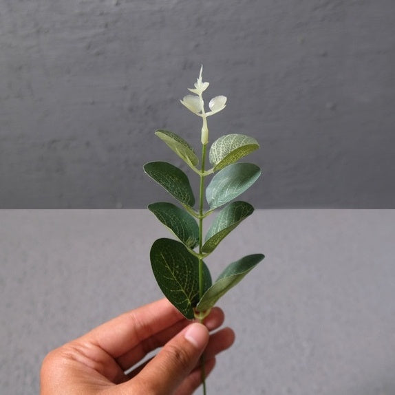 IMPODIO Daun Eucalyptus Artifical per satu Tangkai - Eucalyptus palsu Merah dan putih