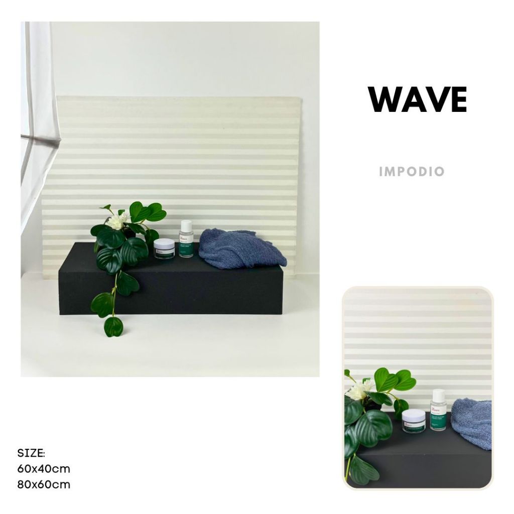 IMPODIO Hardboard Alas Foto Papan Tiles Stripe Wall Panel - Alas Foto Produk