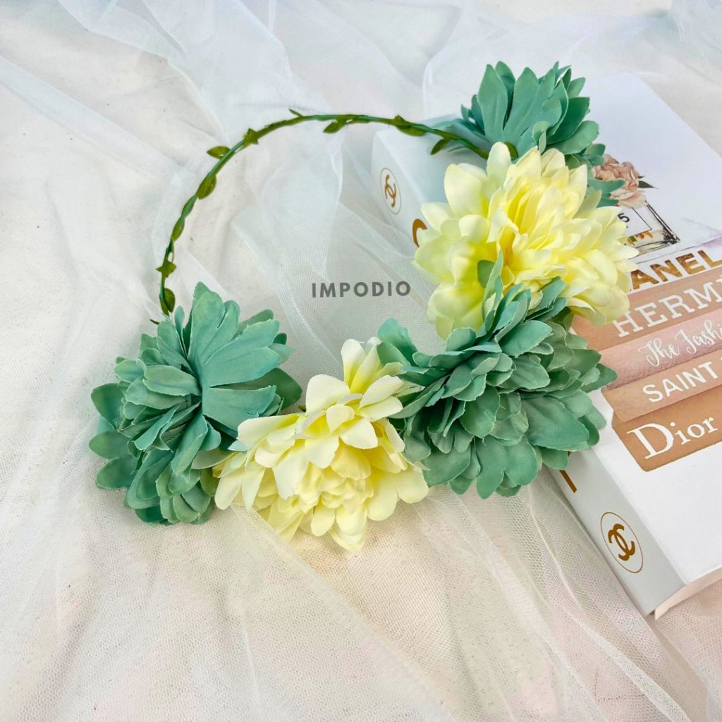 IMPODIO Round Flower Artificial - Rangkaian Bunga Palsu Props Foto Produk