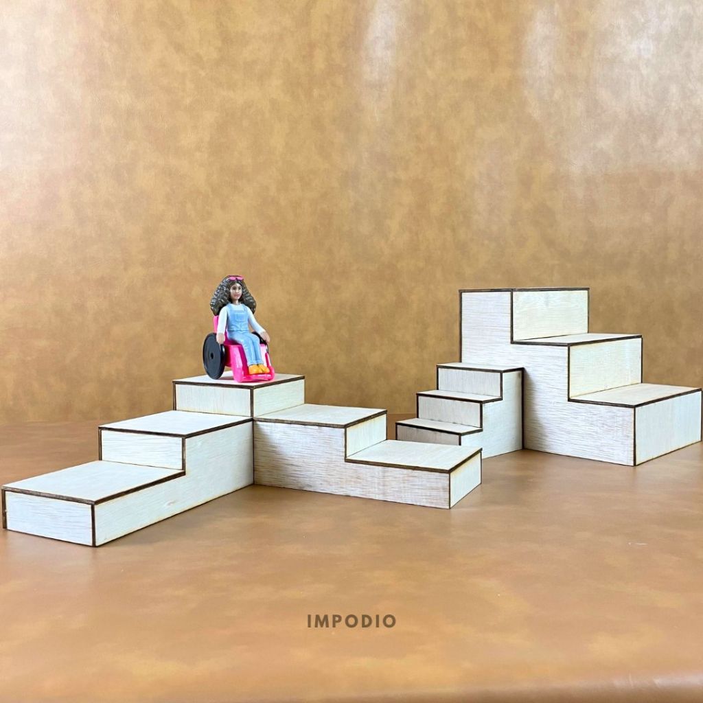 IMPOPDIO Tangga Podium Kayu Natural Wood - Display Produk Mini Skincare Props Foto