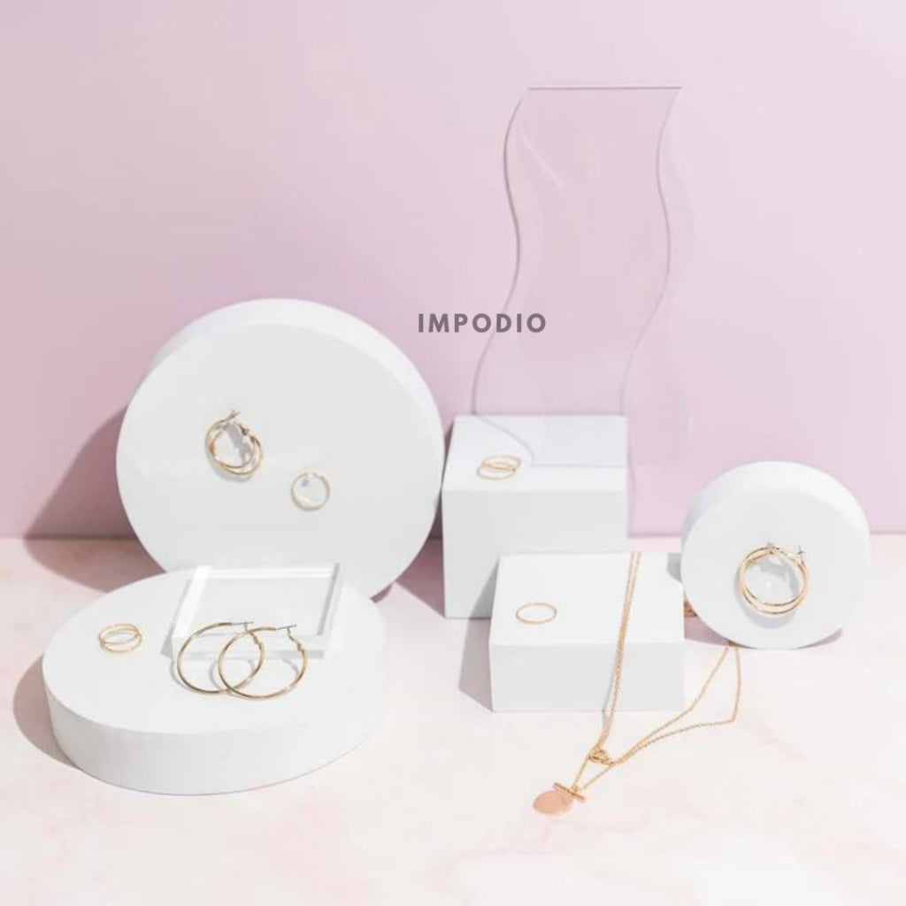 IMPODIO Set 4pcs Round Geometry Photo Props - podium leveling balok kubus bulat tabung lingkaran -  Product Shooting Decoration Stand Backdrop Cosmetics Photography sets