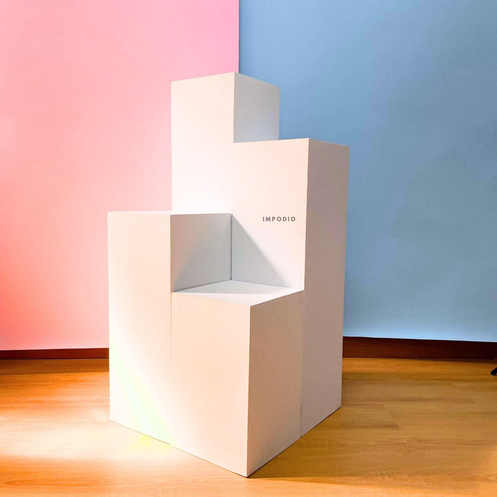 IMPODIO Kotak podium props kubus white large 25x25x100cm - kokoh dan kuat bisa tahan 100kg
