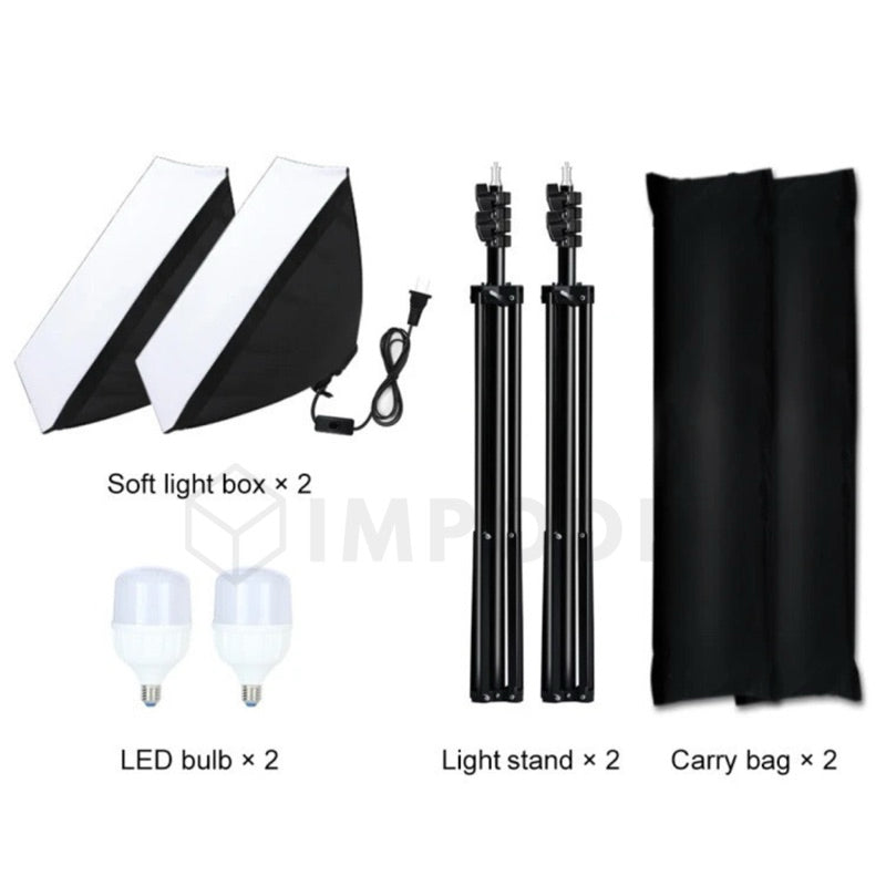 IMPODIO Paket lighting home studio 2 Softbox lighting lengkap super - dalam penggunaan