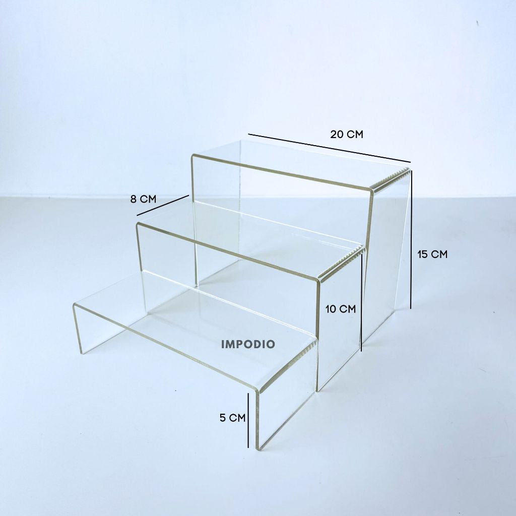 IMPODIO Acrylic Tangga 3 Tingkat - Podium Display Foto Produk