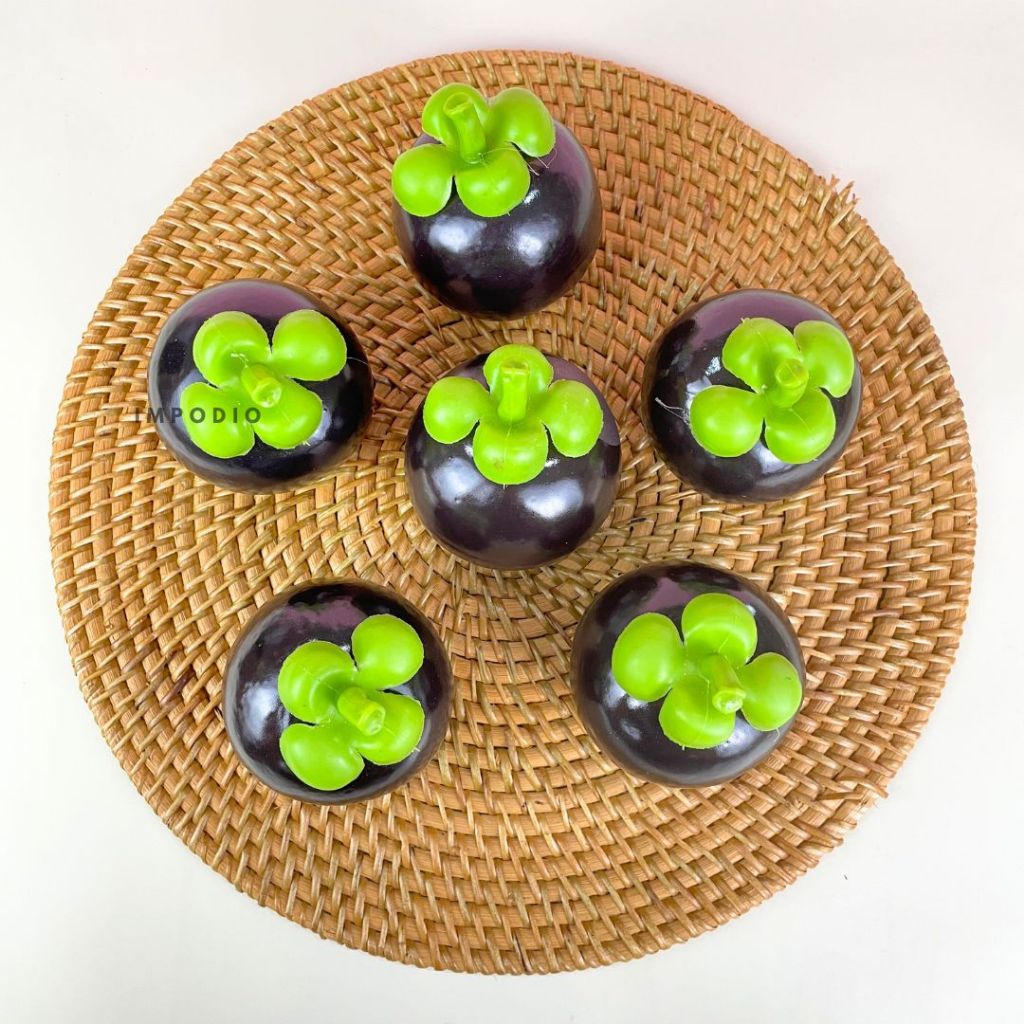 IMPODIO Manggis Artificial - Buah Palsu Imitasi Props Foto Produk