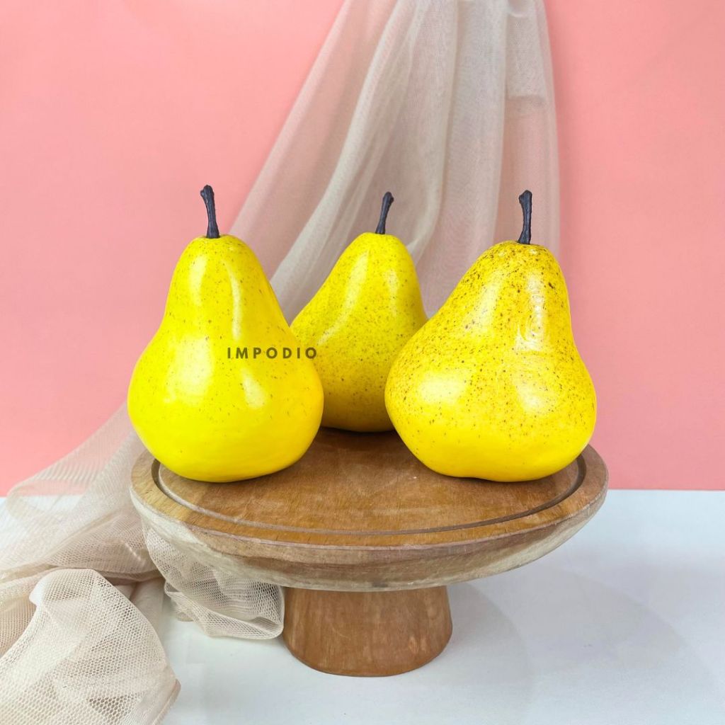 IMPODIO Buah Pear Artificial Palsu - Fake Pear Dekorasi Foto Produk