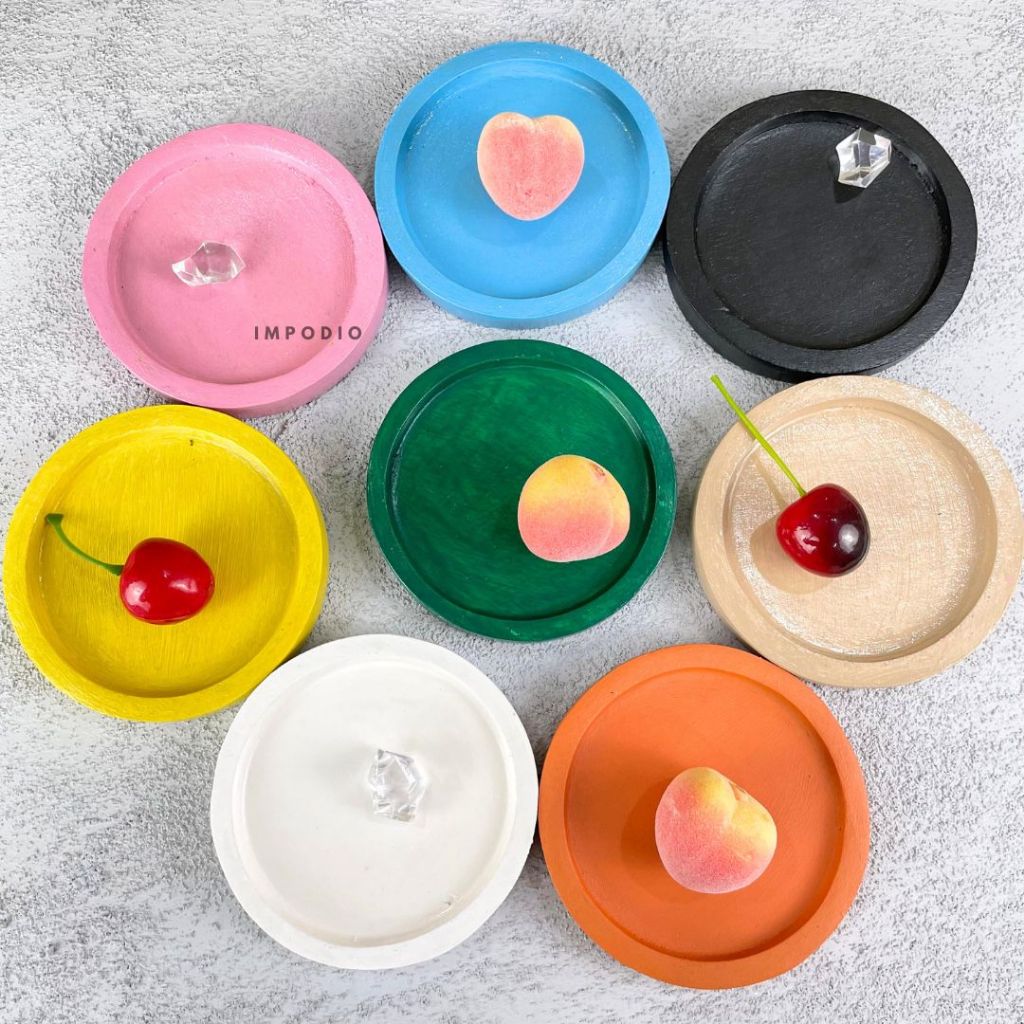 IMPODIO Coaster Tatakan Gelas - tatakan gelas kayu warna warni colorful