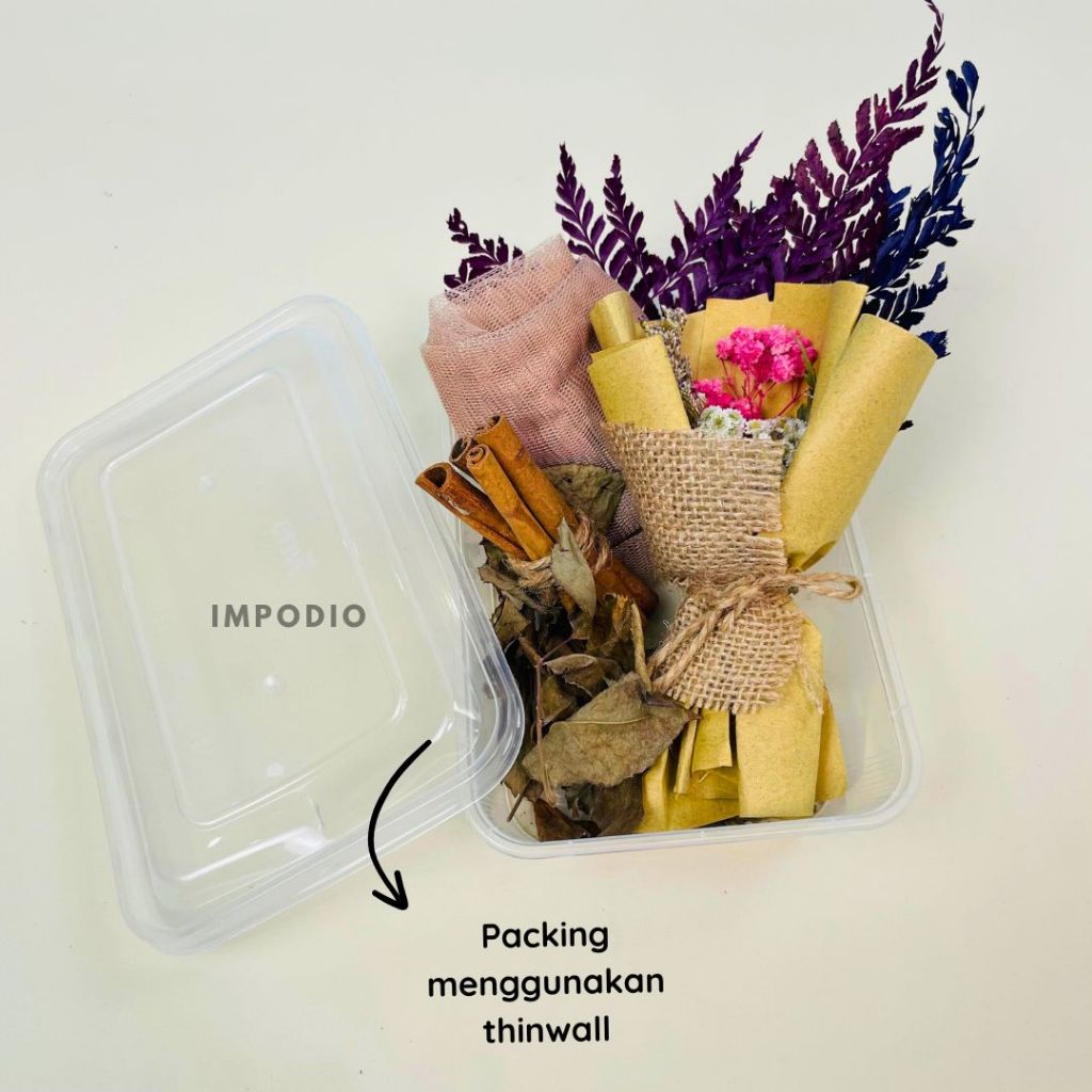 IMPODIO Paket Flora Dried Flower and Leaf - Set Rustic Bunga Daun Kering Dekorasi Props Foto Produk