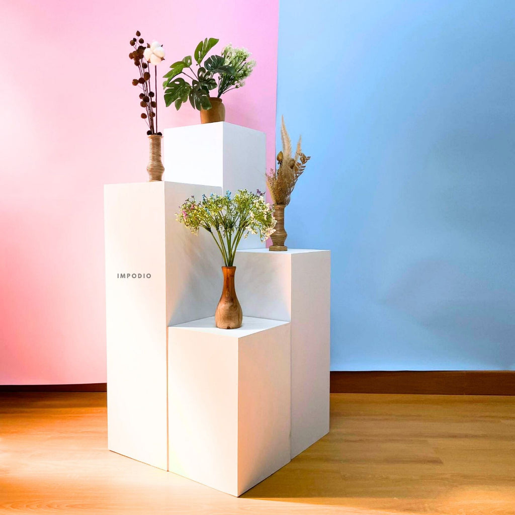 IMPODIO Kotak podium props kubus white large 25x25x100cm - kokoh dan kuat bisa tahan 100kg
