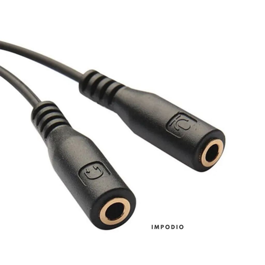 IMPODIO Kabel splitter audio Hifi Jack 3.5mm jadi 2 slot 3.5mm