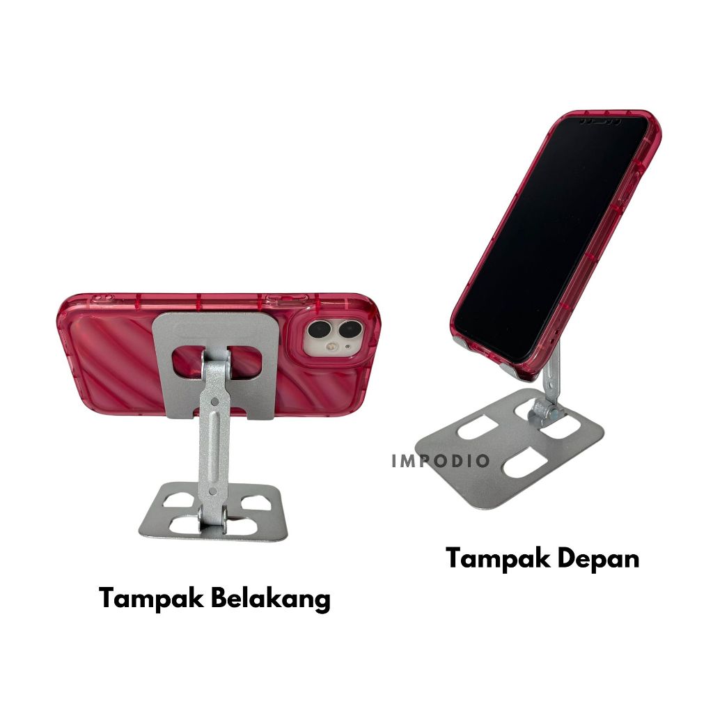 IMPODIO Phone Holder Meja Bahan Besi HP Tablet - close up
