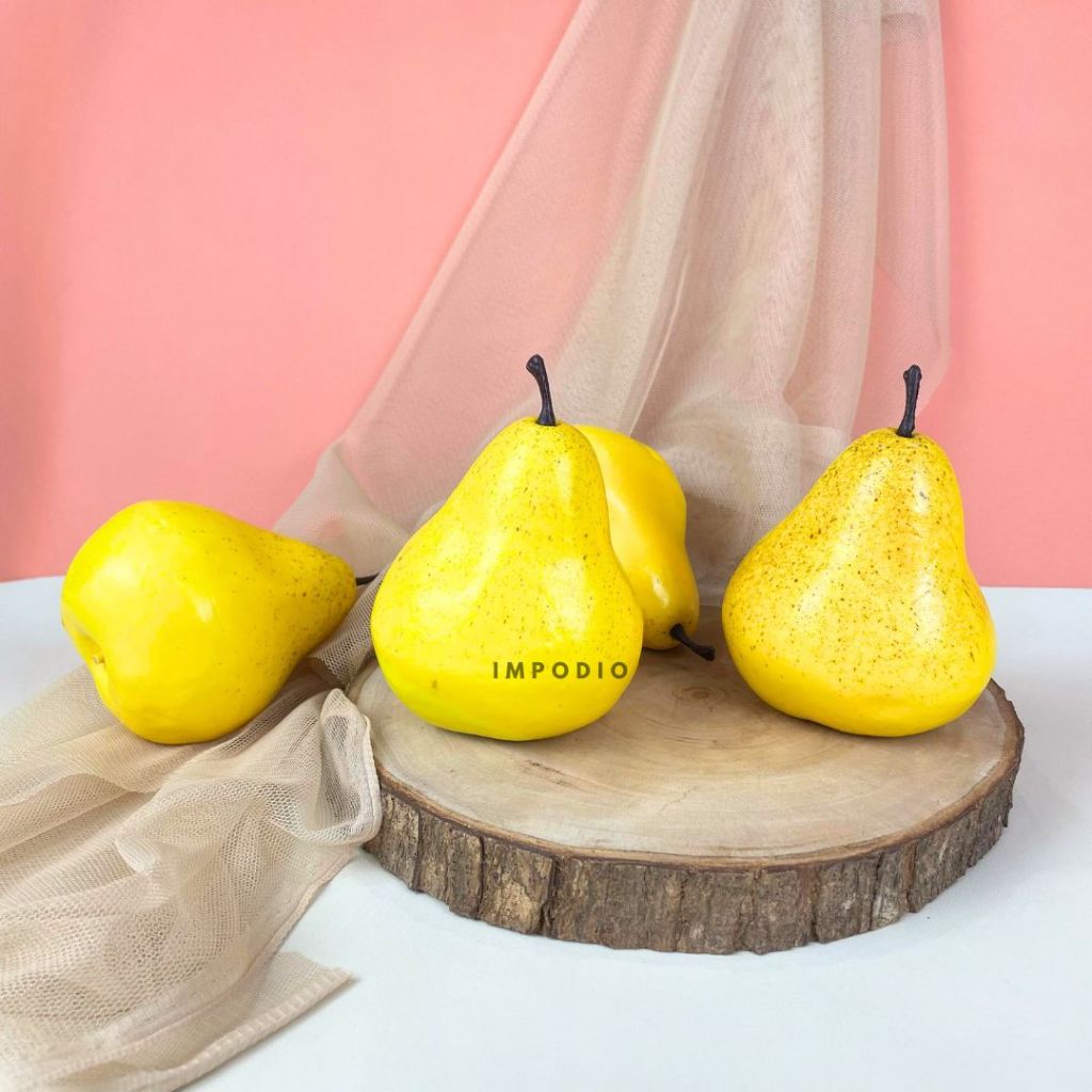 IMPODIO Buah Pear Artificial Palsu - Fake Pear Dekorasi Foto Produk