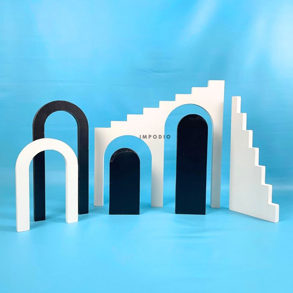 IMPODIO Geometry Set Tangga Kayu All in One - Properti Foto Produk