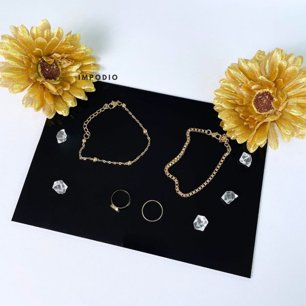 IMPODIO Set Acrylic 4 Shapes Mirror Props Foto Aksesoris  - Dekorasi Foto Produk