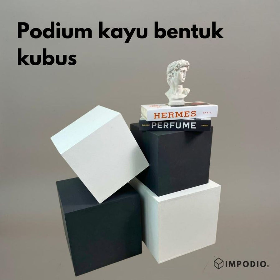 IMPODIO Podium Kayu Bentuk Kubus Kotak Jumbo 2 Ukuran
