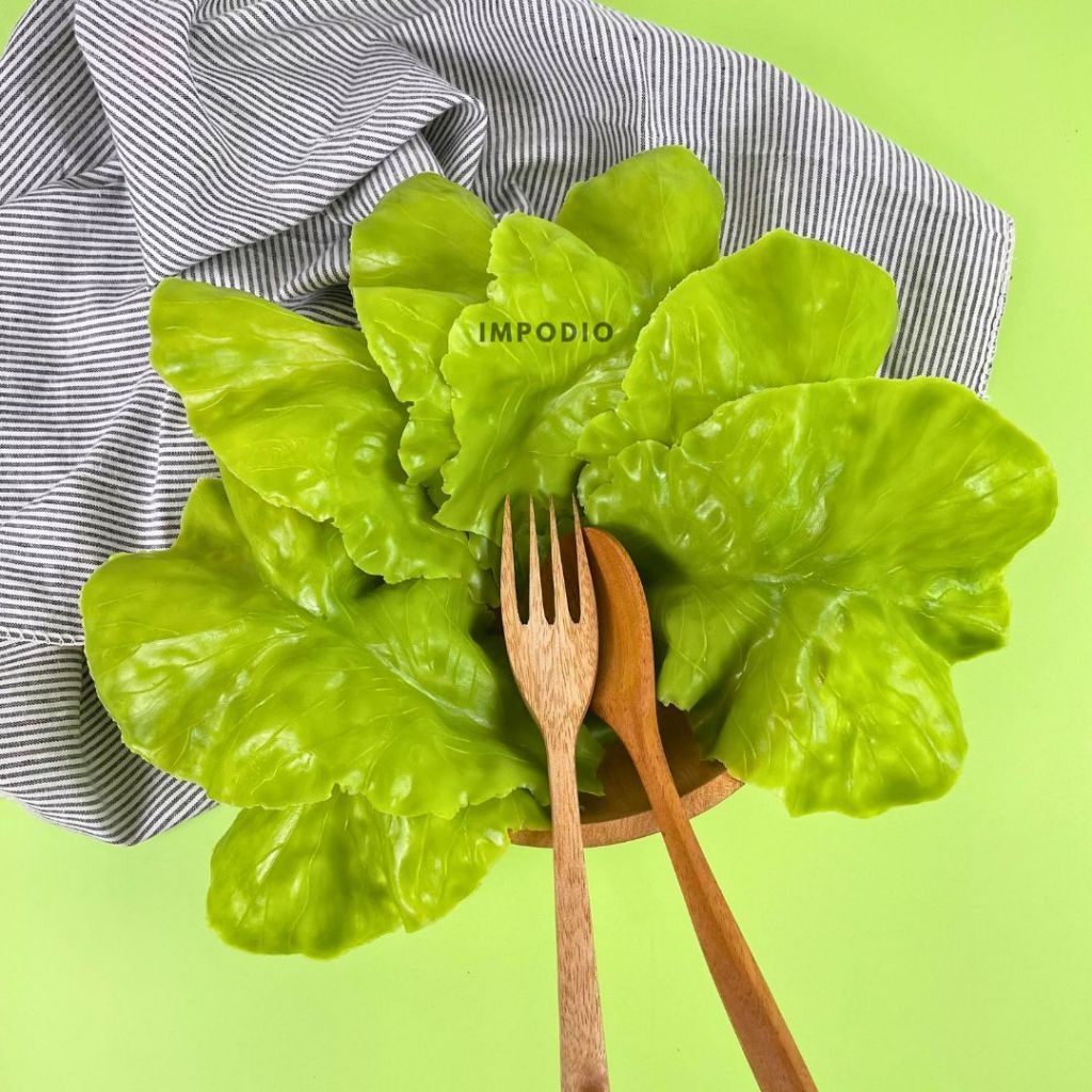 IMPODIO Daun Selada Sayur Artificial Palsu - Fake Lettuce Vegetable Props Foto Produk