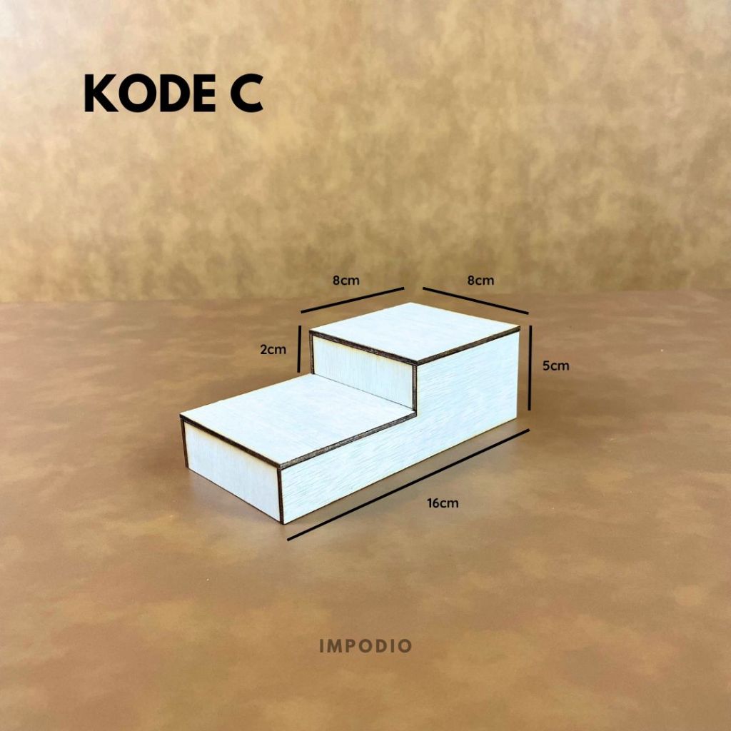 IMPOPDIO Tangga Podium Kayu Natural Wood - Display Produk Mini Skincare Props Foto