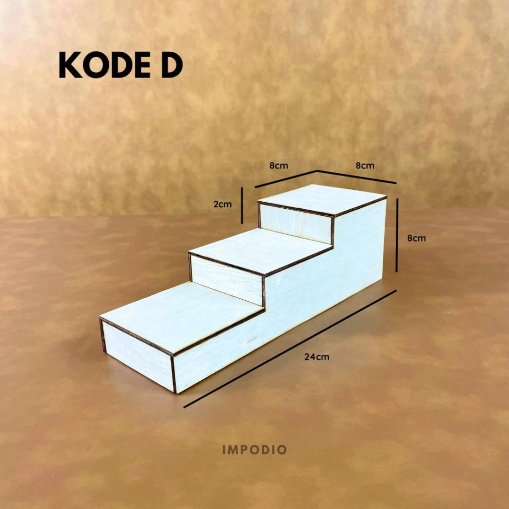 IMPOPDIO Tangga Podium Kayu Natural Wood - Display Produk Mini Skincare Props Foto