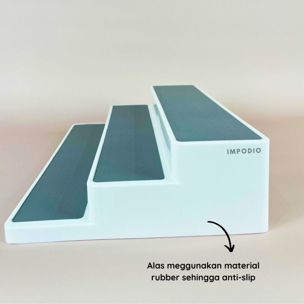 IMPODIO Tangga Plastik Tingkat Lapis Rubber Rak Susun Serbaguna - Display Properti Foto Produk