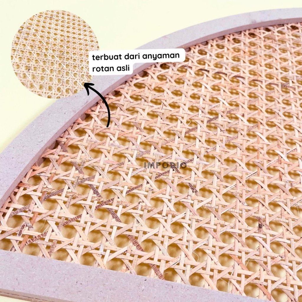 IMPODIO Window Panel Anyaman Rotan - Tray Rotan Dekorasi Props Foto Produk