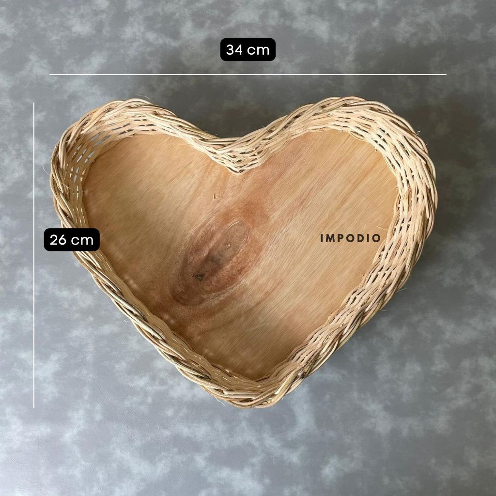 Keranjang Rotan Bentuk Love Set 3pcs IMPODIO - Props Foto Produk