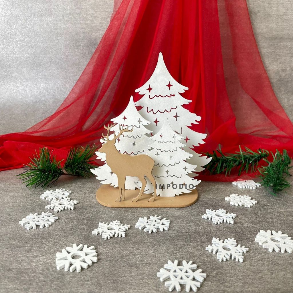 IMPODIO Ornamen rusa dan pohon natal - Props foto produk