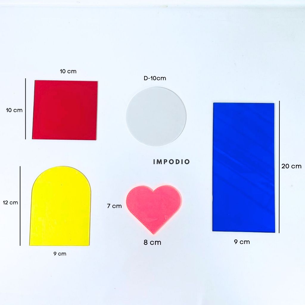 IMPODIO Set Acrylic 5 Shape Warna Warni  - Dekorasi Foto Produk