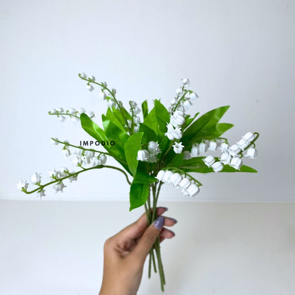 IMPODIO Bunga Plastik Lily Of The Valley Artificial Flower - Props Foto Produk