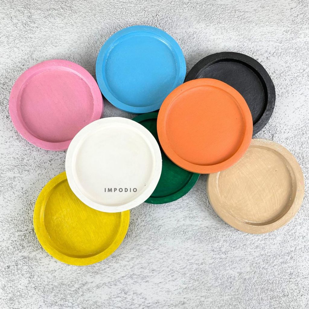 IMPODIO Coaster Tatakan Gelas - tatakan gelas kayu warna warni colorful