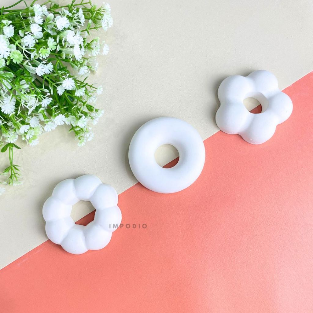 IMPODIO Set Mini Round and Flower concrete 3pcs - props photo concrete series/properti foto produk