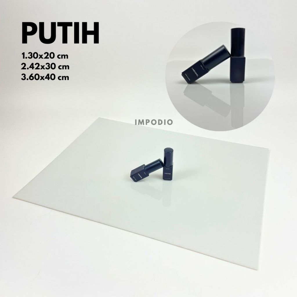 IMPODIO Akrilik lembaran hitam dan putih ukuran 40x30 dan 20x30 Grosir