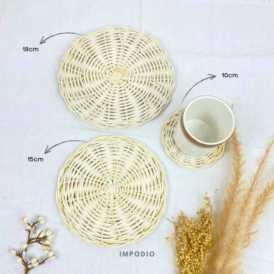 IMPODIO coaster rotan bulat anyaman - props tatakan food photo