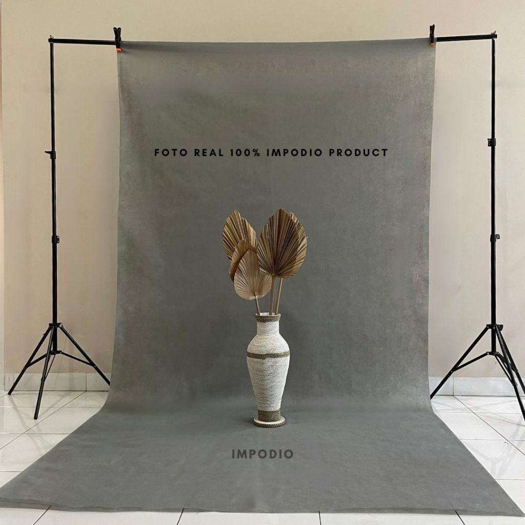 IMPODIO greenscreen spunbond backdropfoto Abu-abu Ukuran 1.6m x permeter